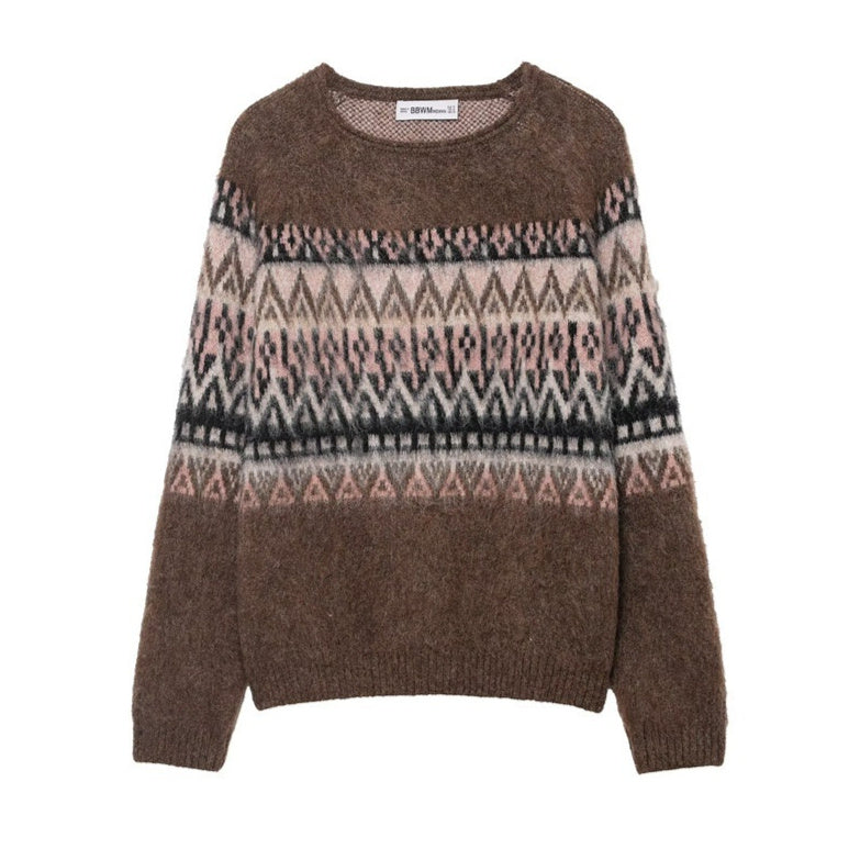 Women's Retro-style Jacquard Knit Sweater