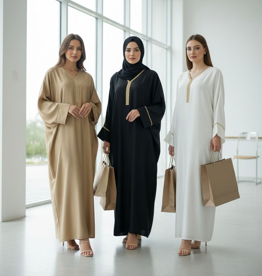 Versatile Bat Sleeve Abaya Cape Dress, Middle Eastern Robe