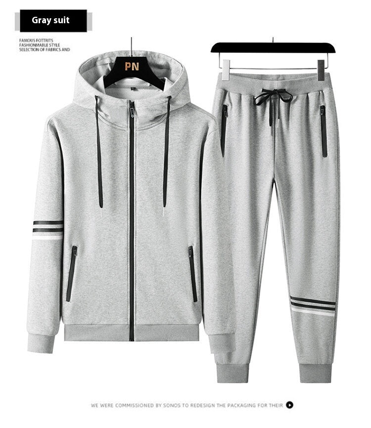 Men's Casual Two-pieces Sports Set, Sports Hoodie and Trousers Suit