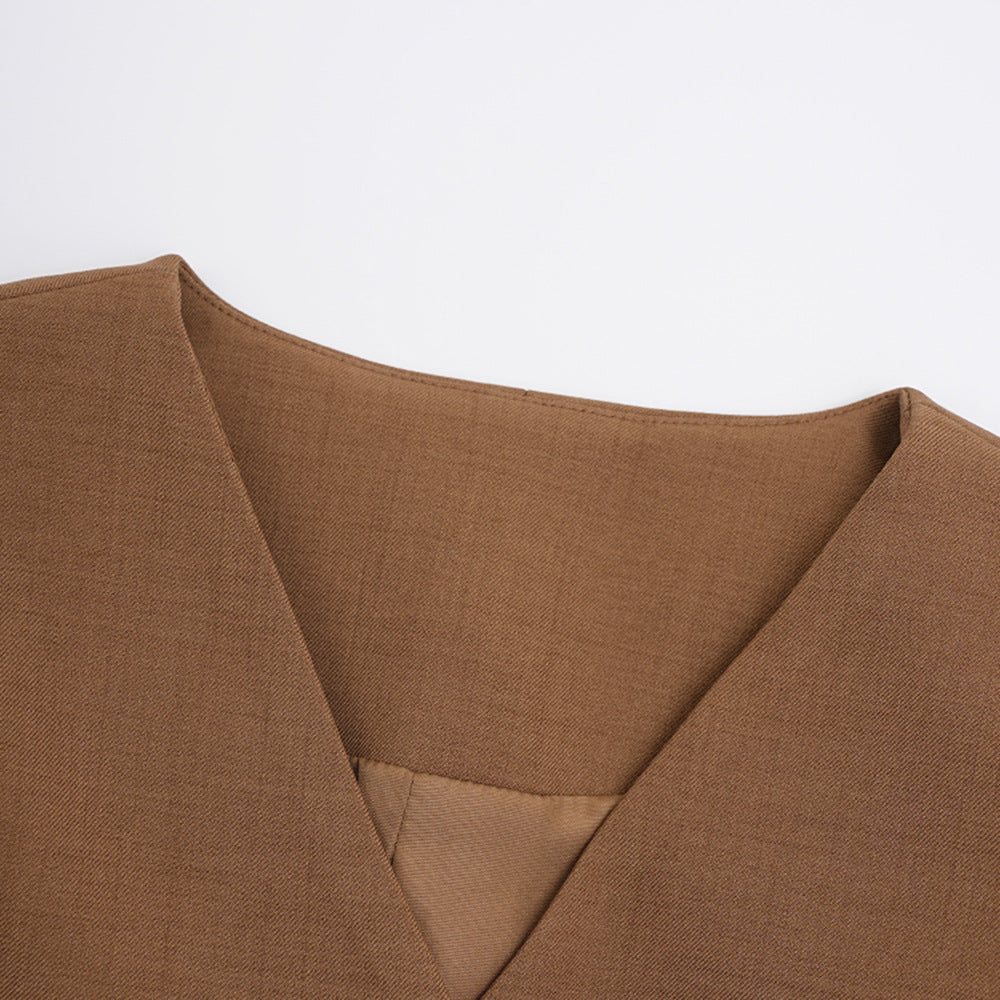 V-Neck Tailored Jacket & Trousers Set | Modest Luxury Suit