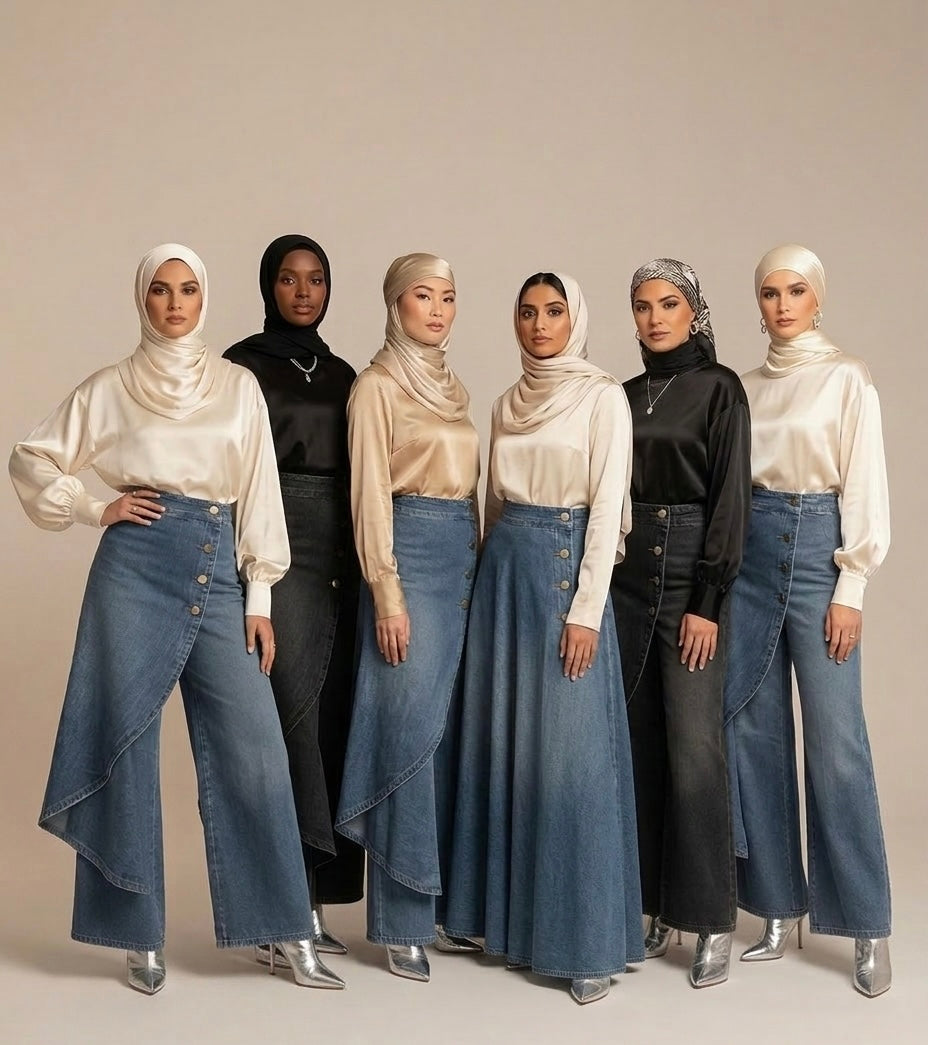 Women's Casual Denim-Style Pants | Premium Modest Fashion