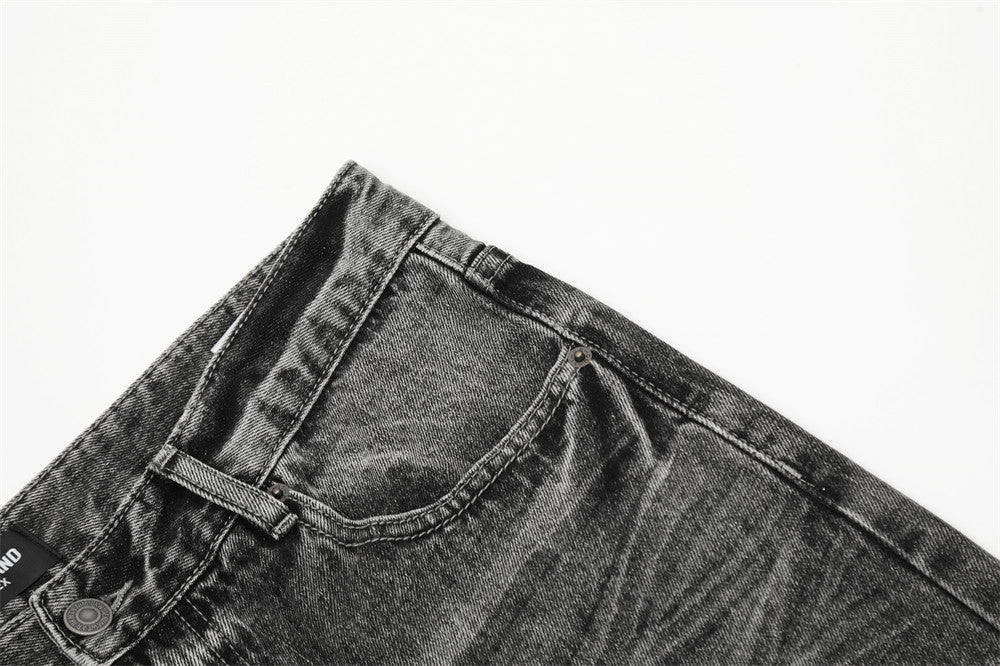 Vintage Washed Straight-Leg Denim Trousers