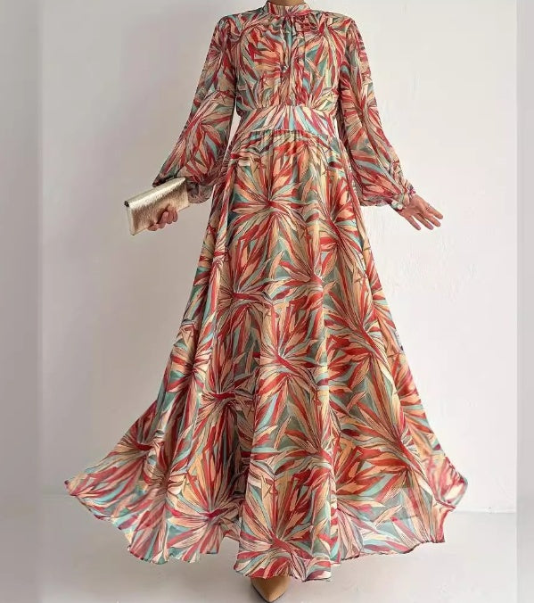 High-Neck Modest Maxi Dress | Elegant Ethnic Style