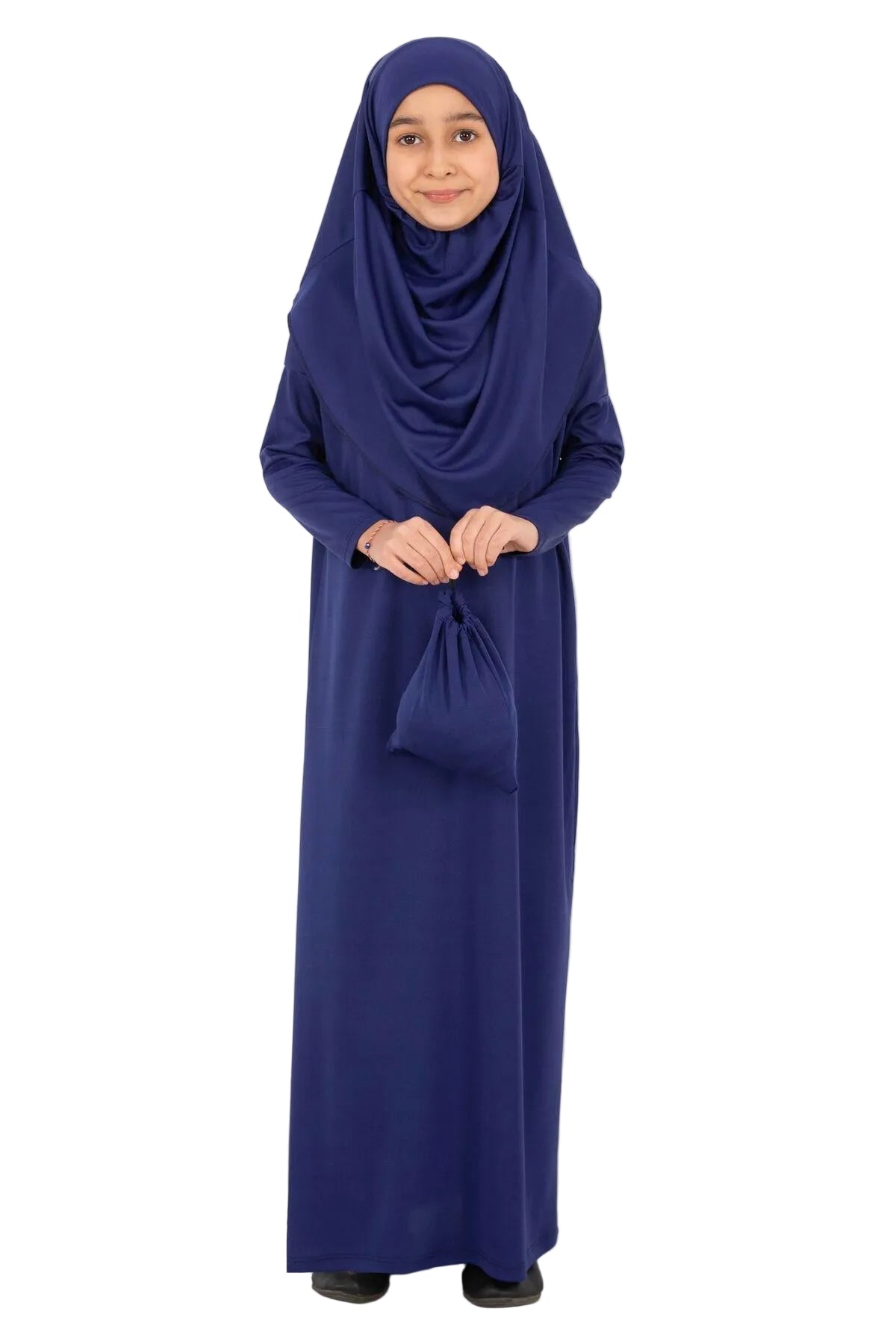 Girls' Modest Prayer Dress with Turban & Veil | Olive Green & Navy