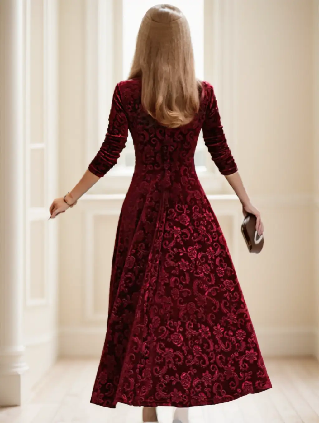 Floral Paisley Pattern Luxury Velvet Dress