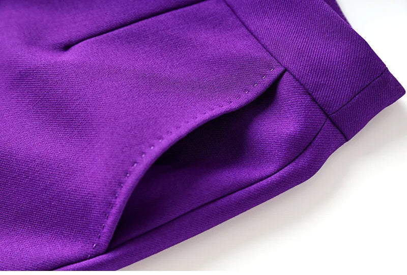 Purple Tailored Jacket & Flared Trousers, Women's Business Suit