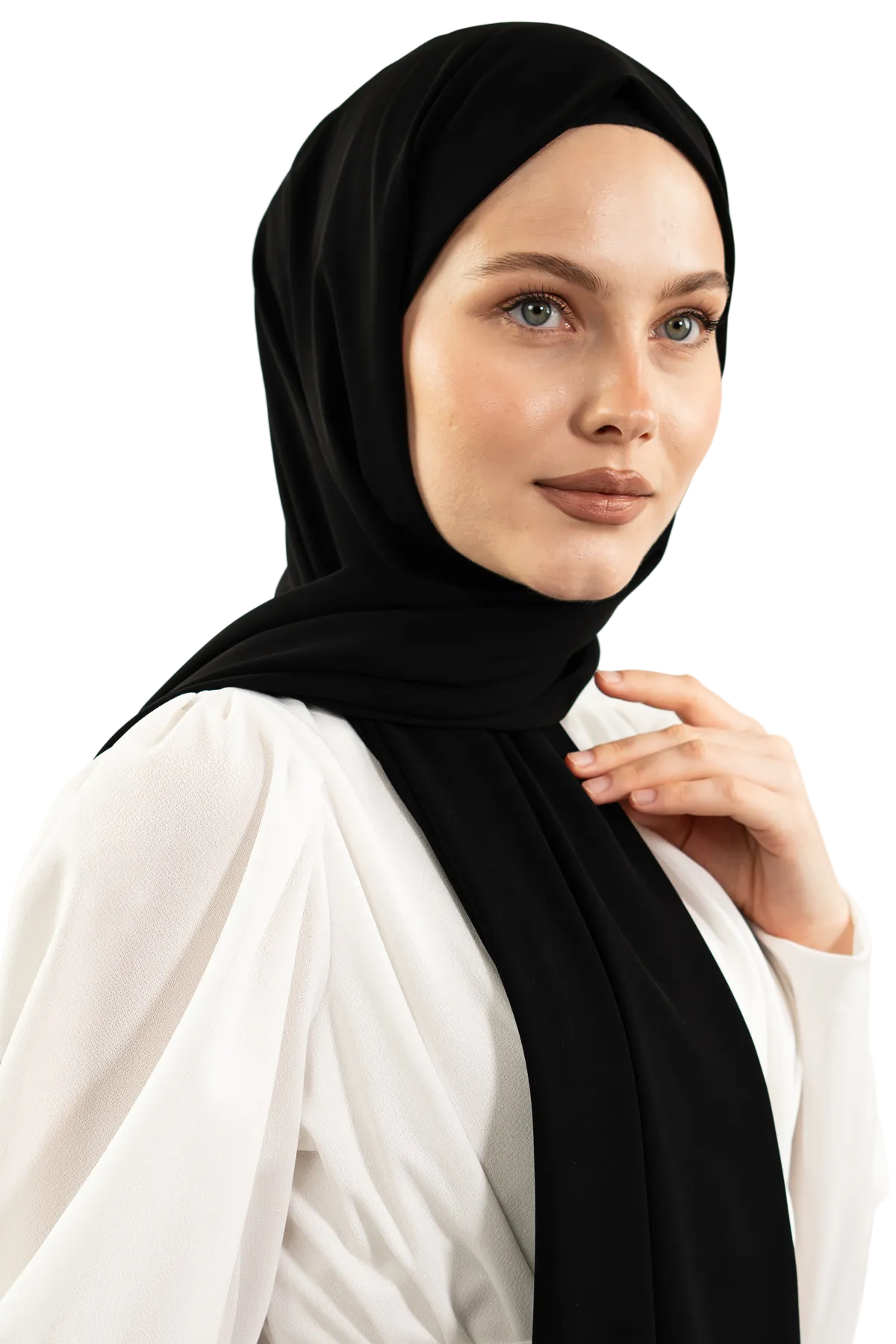 Premium Madina Silk Hijab, Powder Pink & Black