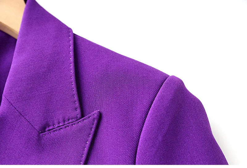 Purple Tailored Jacket & Flared Trousers, Women's Business Suit