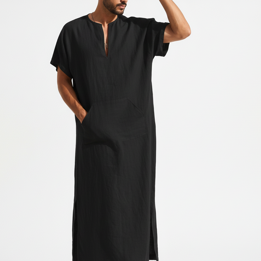 Men's Short Sleeve Long Robe