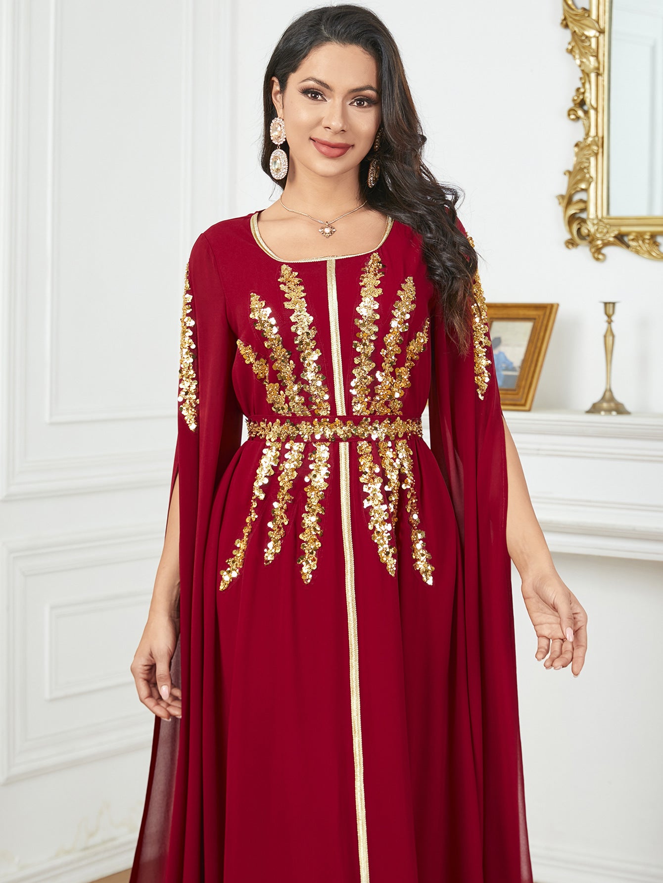 Elegant Chiffon Abaya with Split Sleeves