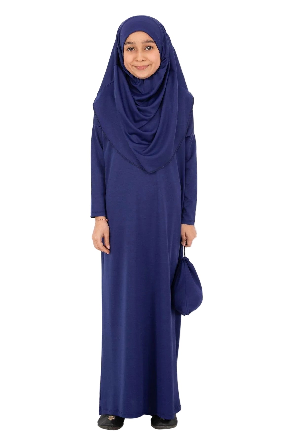Girls' Modest Prayer Dress with Turban & Veil | Olive Green & Navy