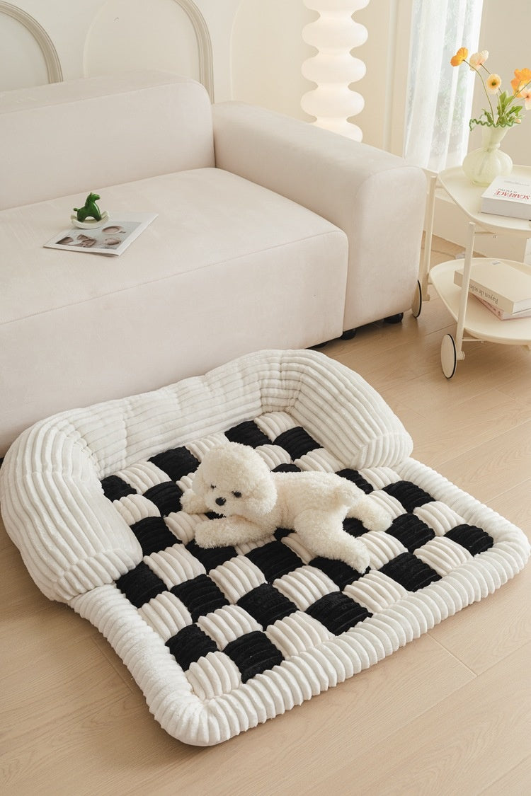 Chessboard Pet Blanket - Warm Reversible Kennel Pad & Sofa Cover