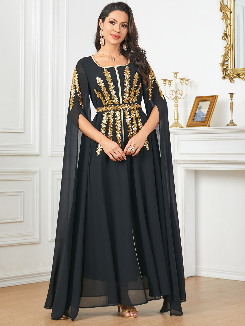 Elegant Chiffon Abaya with Split Sleeves