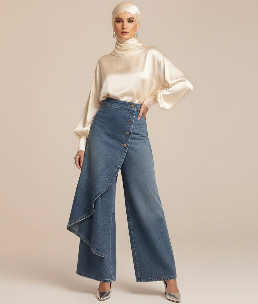 Women's Casual Denim-Style Pants | Premium Modest Fashion