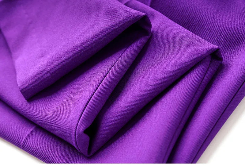 Purple Tailored Jacket & Flared Trousers, Women's Business Suit