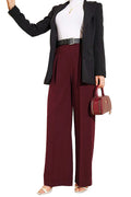 Modest Wide Leg Pleated Buttoned Palazzo Trousers – Burgundy