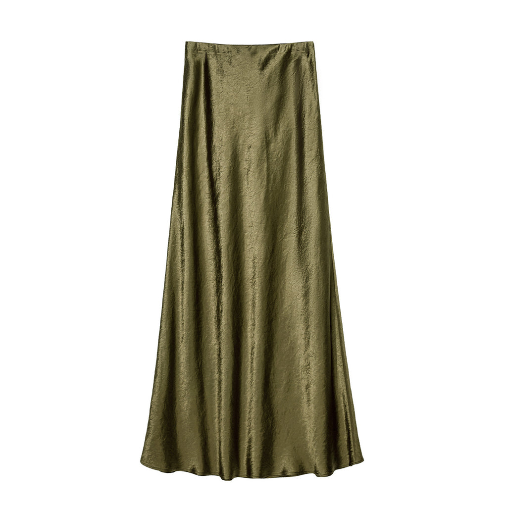 Satin Midi Skirt | High-Waist Elastic Waistband | Modest Elegance