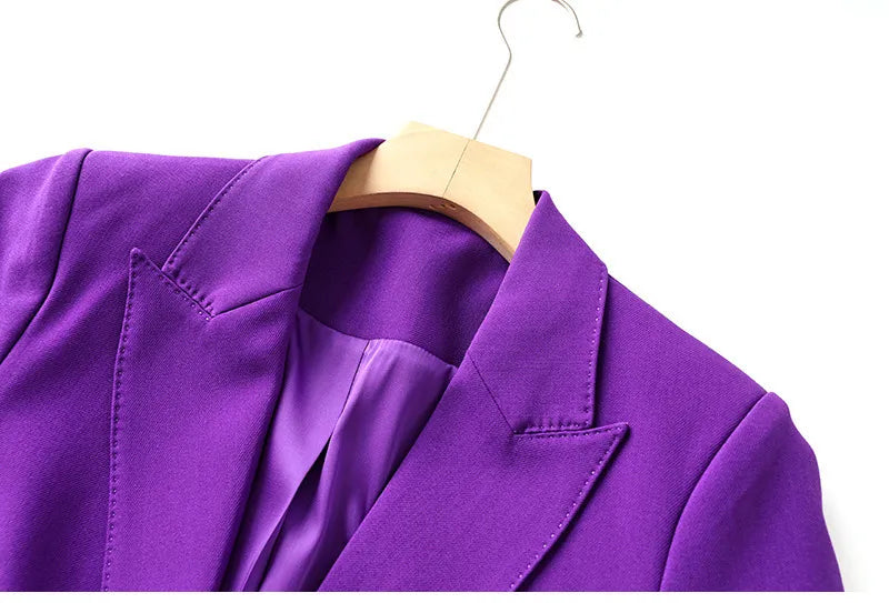 Purple Tailored Jacket & Flared Trousers, Women's Business Suit