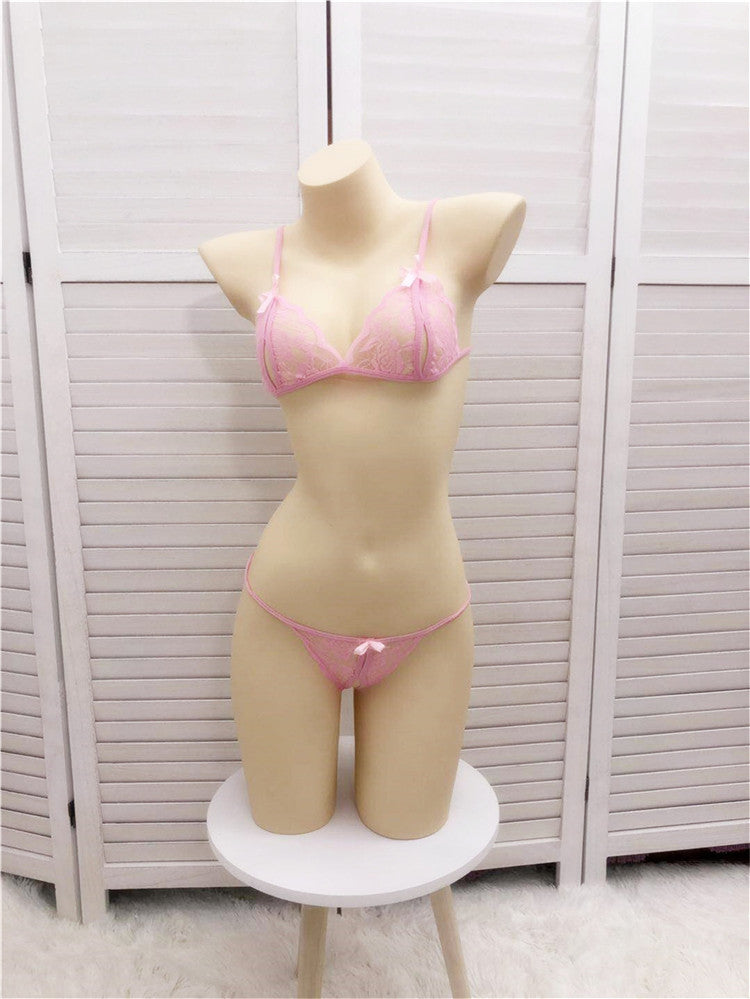 Delicate Lace Bikini Set - Transparent Hollow Detail Swimwear