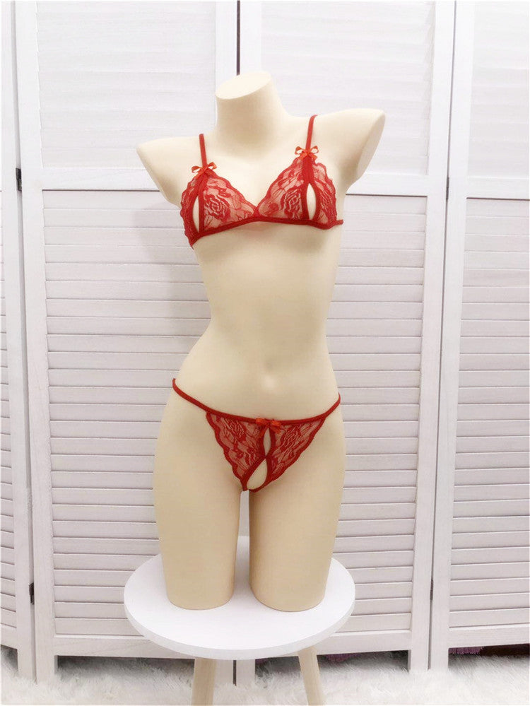 Delicate Lace Bikini Set - Transparent Hollow Detail Swimwear