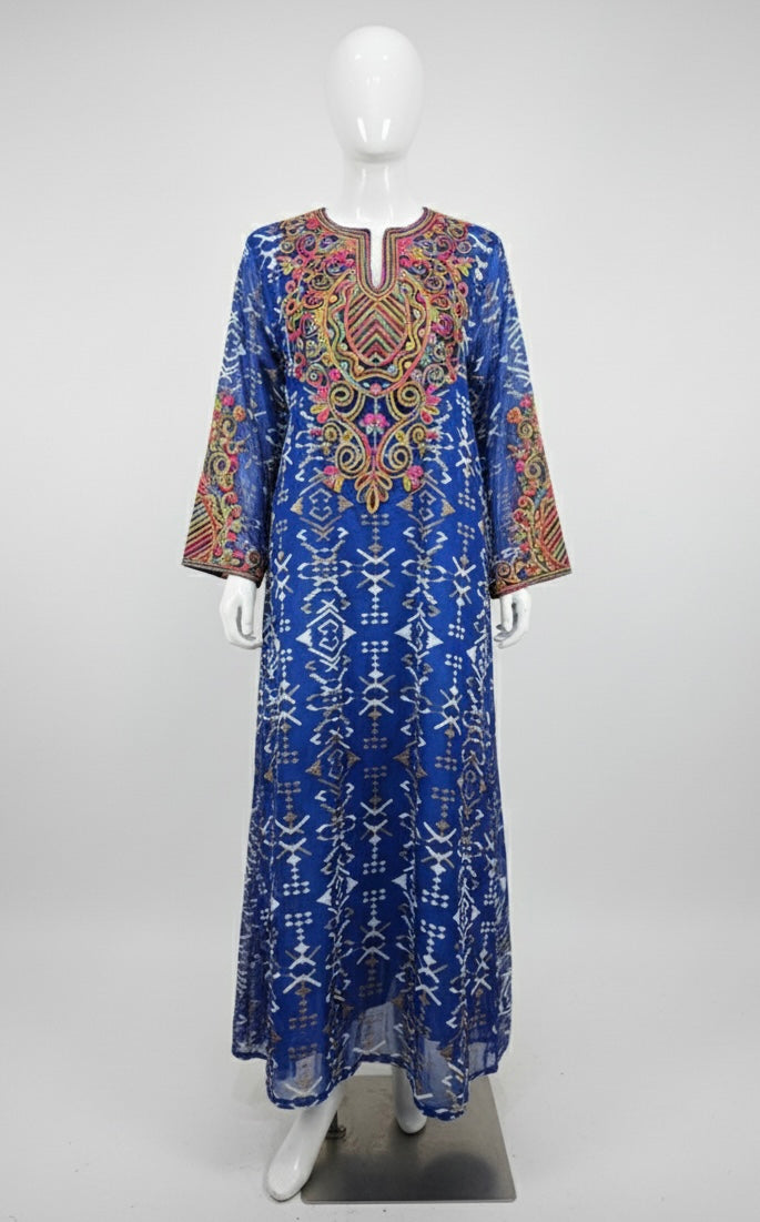 Embroidery Patchwork Evening Dress, Modest Evening Dress