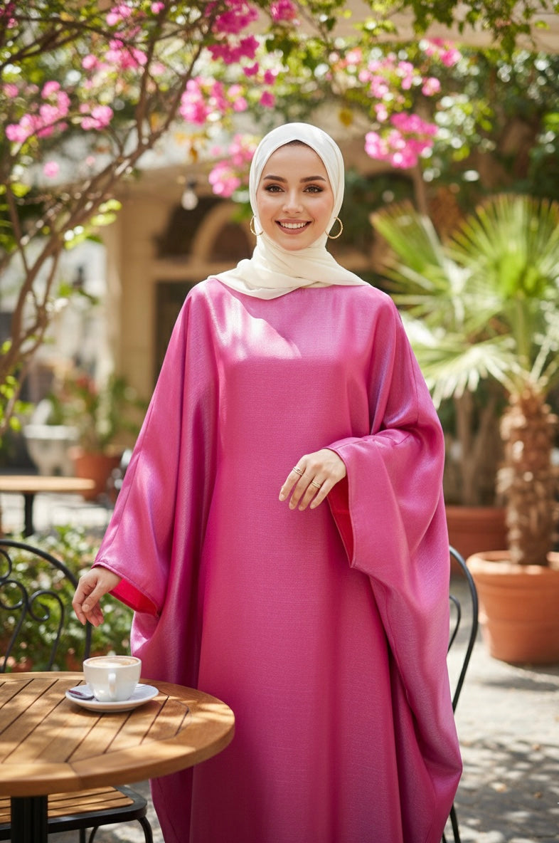Silk Shimmer Abaya Cape - Middle Eastern Cinched Modest Fashion
