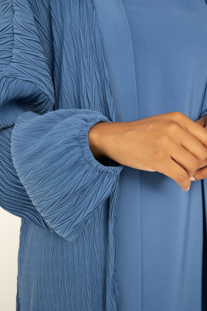 Guided Rebel Textured Full-Body Indigo Abaya Suit