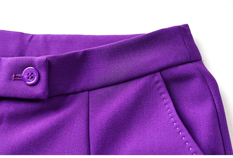 Purple Tailored Jacket & Flared Trousers, Women's Business Suit