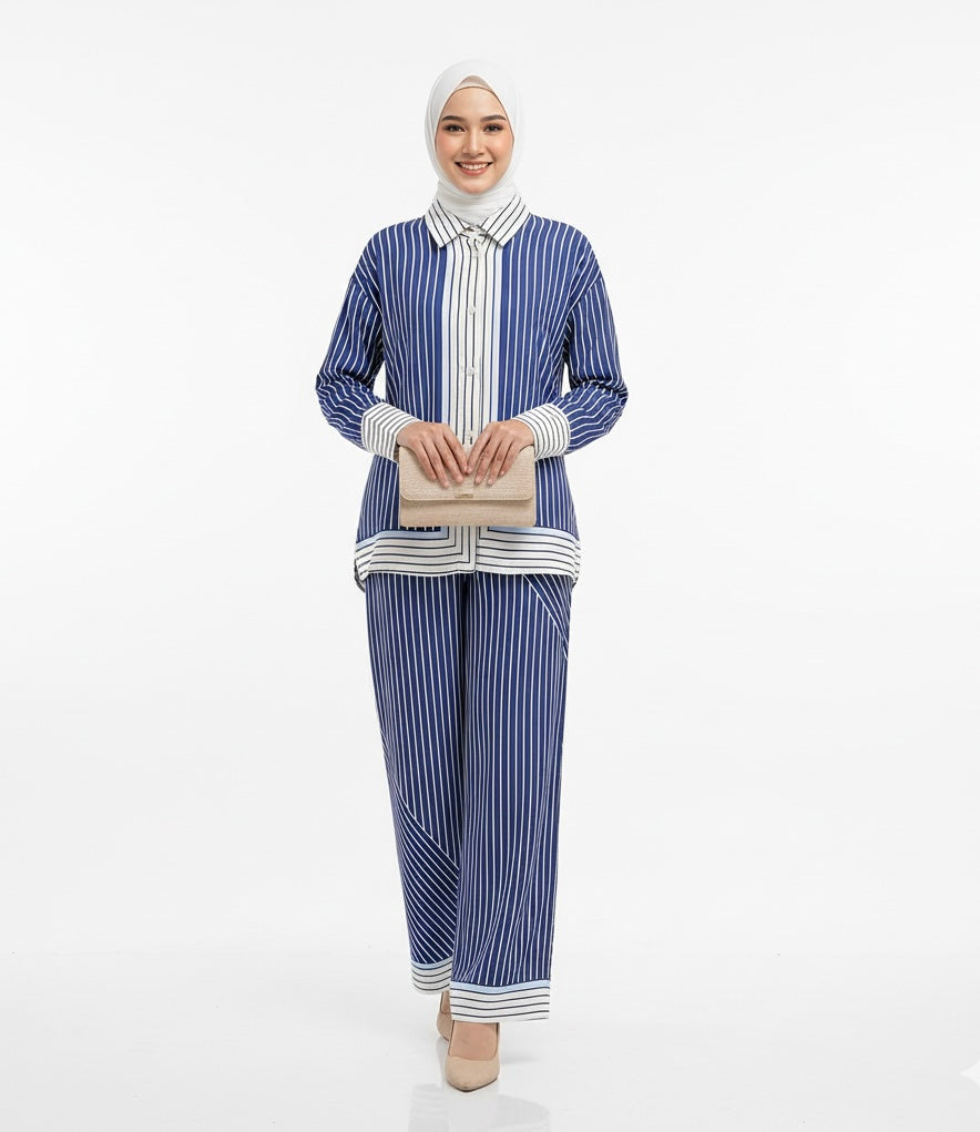 Women's Striped Patchwork Shirt and Casual Pants