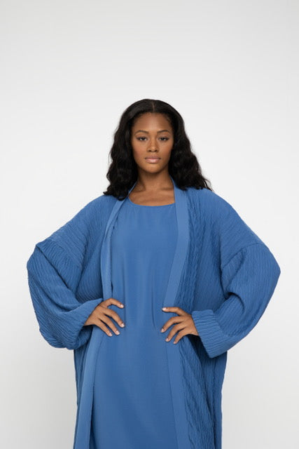 Guided Rebel Textured Full-Body Indigo Abaya Suit