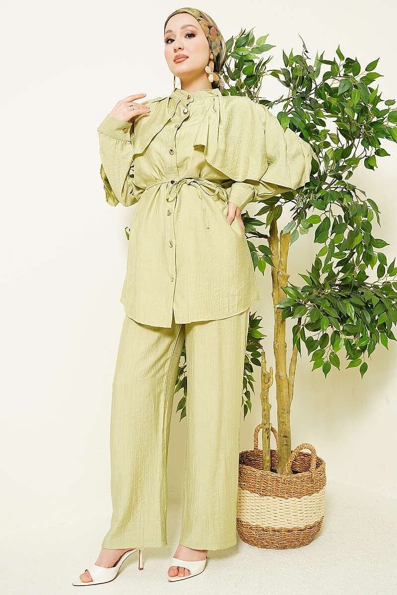 2-Pieces Modest Co-ord Set with Gold Buttons
