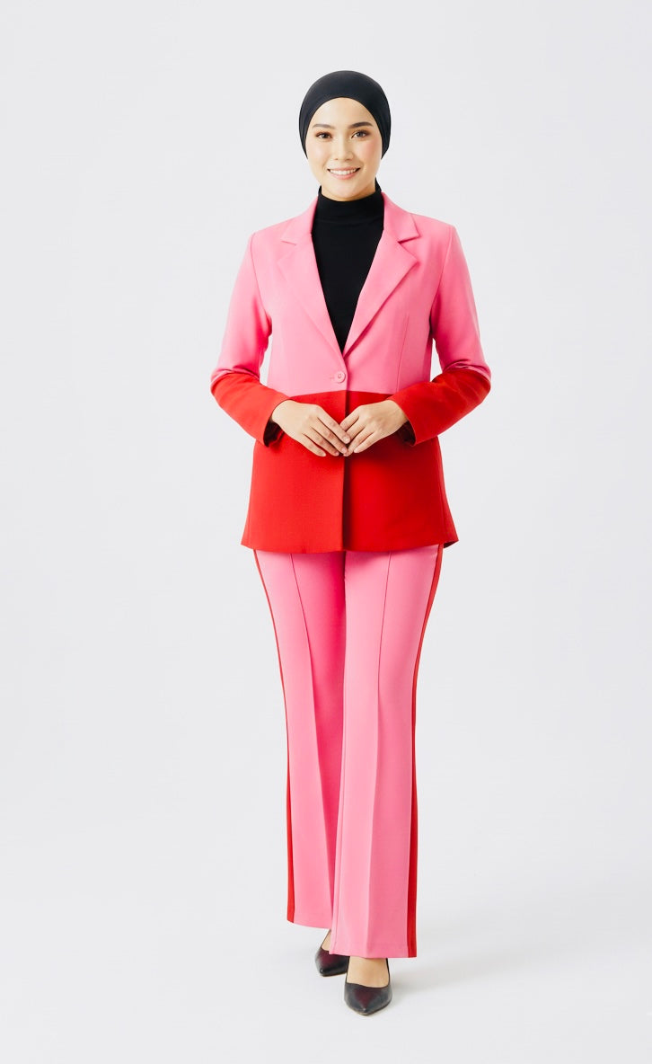 Professional One Button Suit & Flared Pants Set | Modest Two-pieces Suit