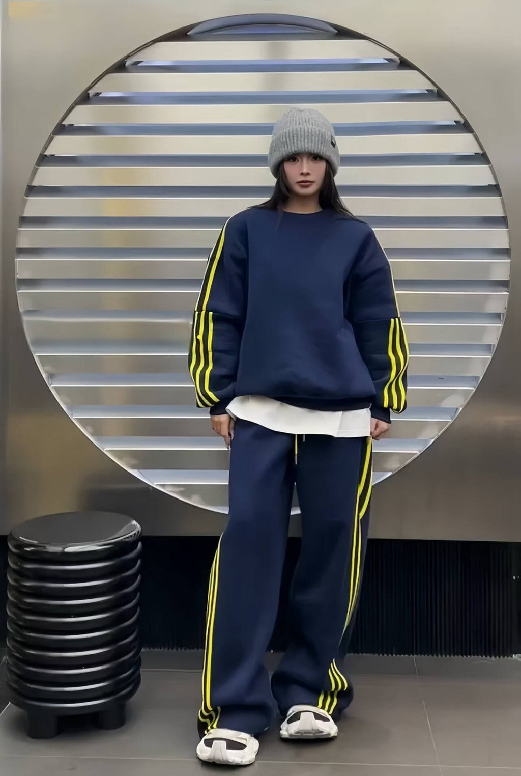 Damen-Baumwoll-Hoodie & Jogginghose Sportbekleidungsset