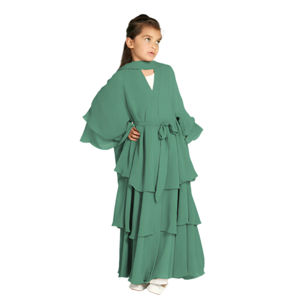 Children's Elegant Three-layer Chiffon Dress, Children's Hijab Dress