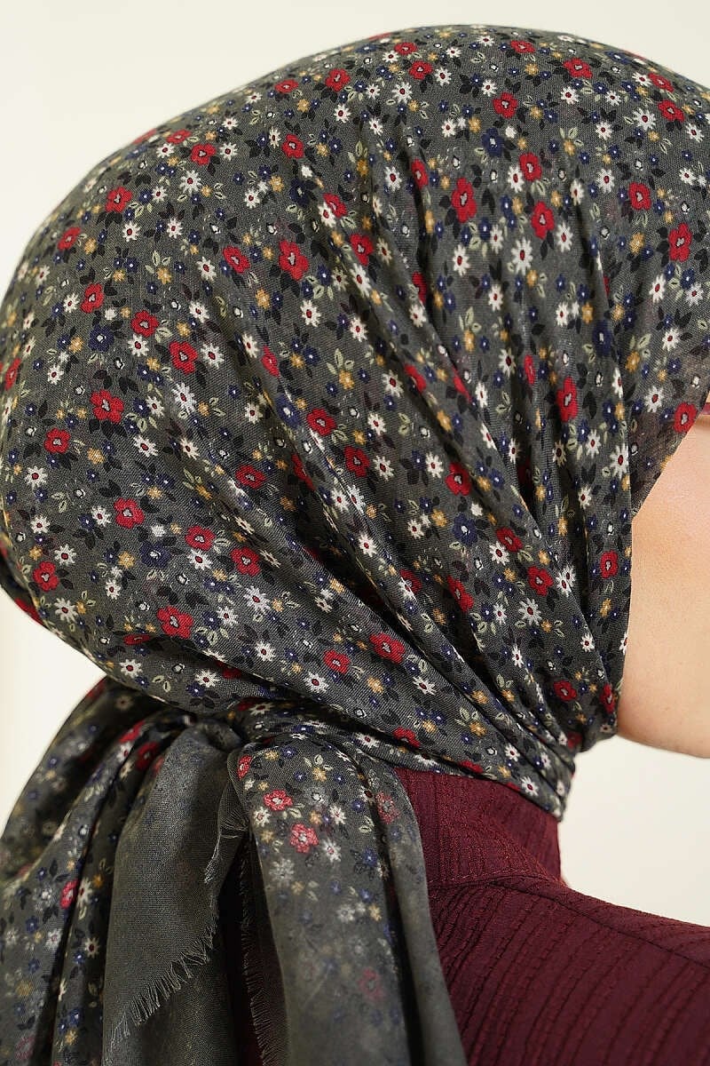 Floral Flamu Cotton Square Hijab Scarf