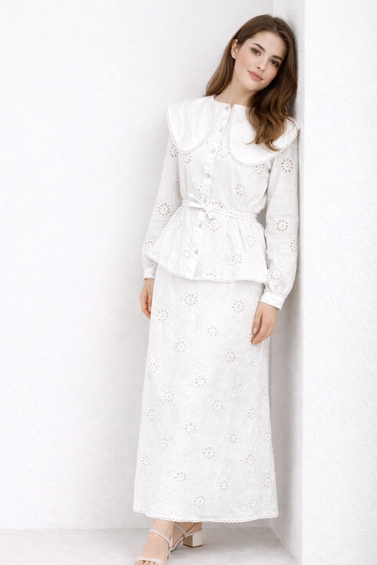 Baby Collar Laced Modest Co-ord Set