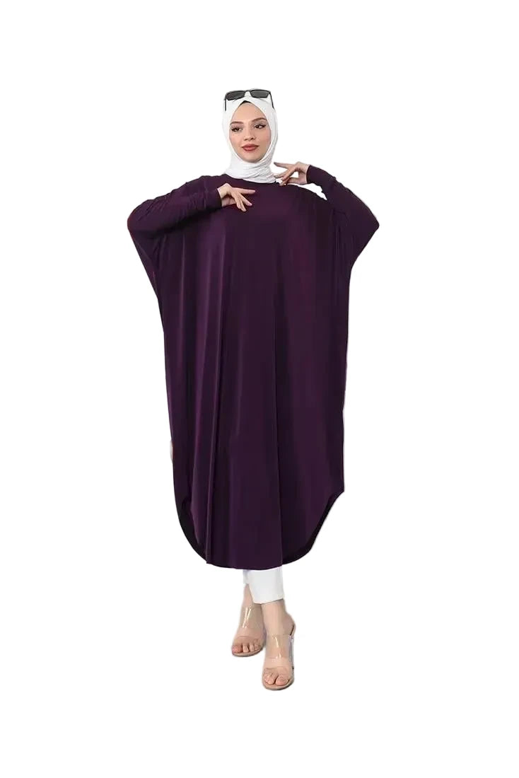 Bat Sleeve Loose Tunic – Plum