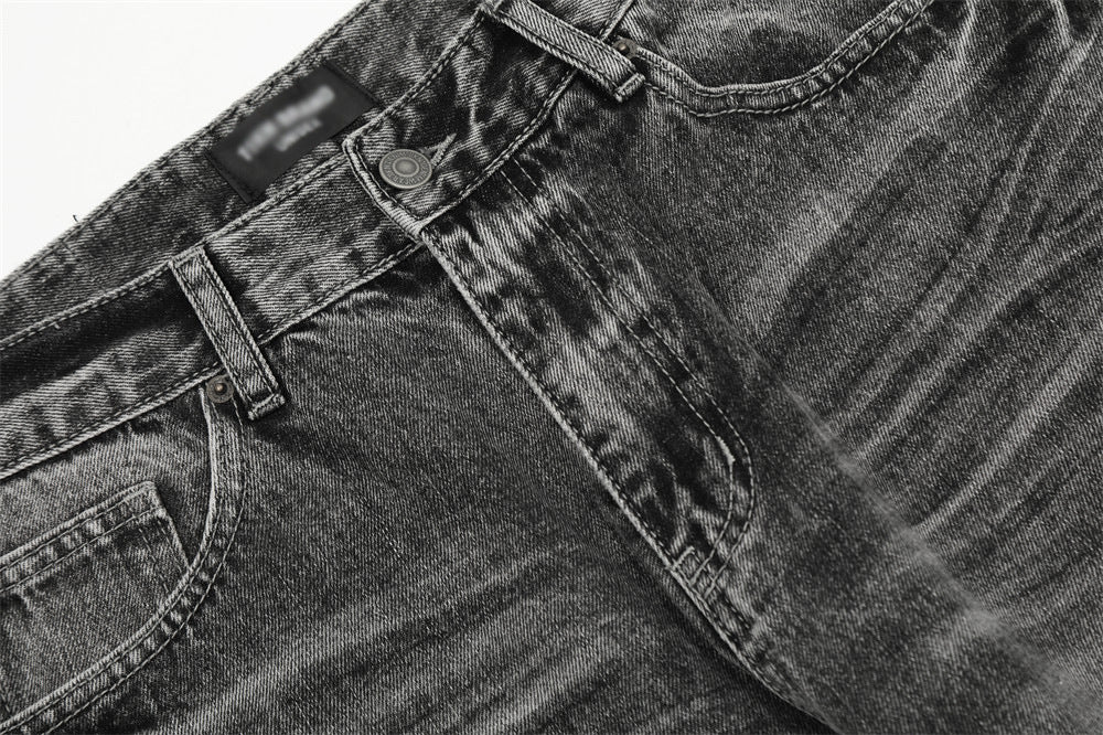 Vintage Washed Straight-Leg Denim Trousers