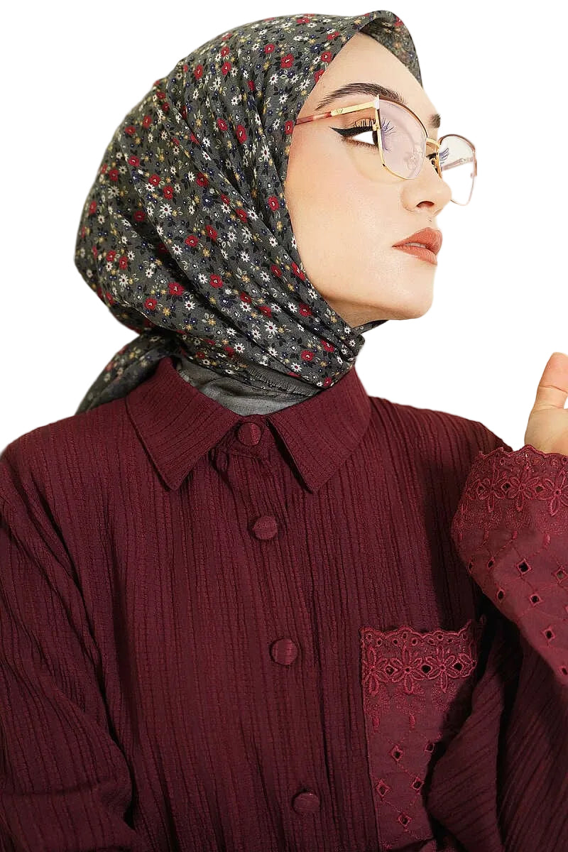 Floral Flamu Cotton Square Hijab Scarf