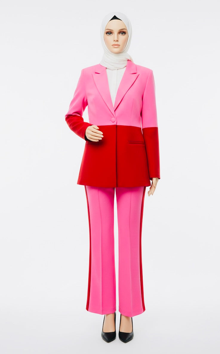 Professional One Button Suit & Flared Pants Set | Modest Two-pieces Suit