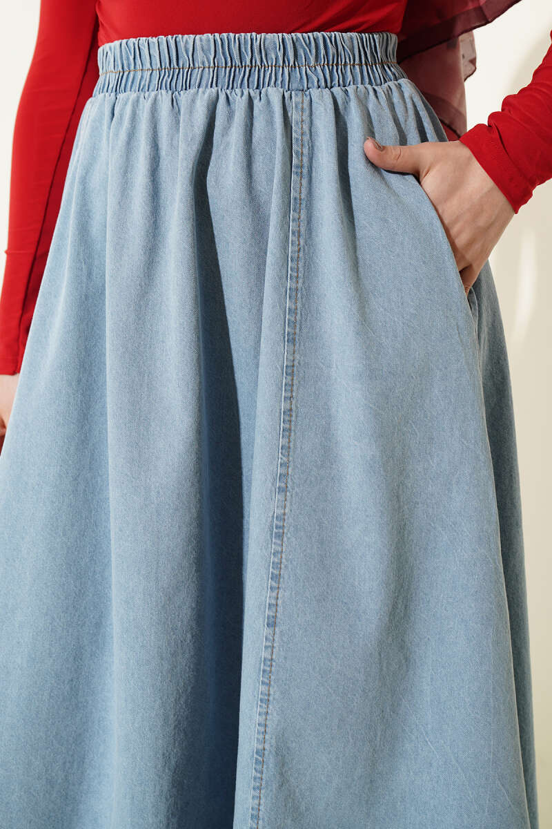 Flared Denim Skirt | Dark Blue & Light Blue | Modest Maxi Skirt | Designed in Turkey