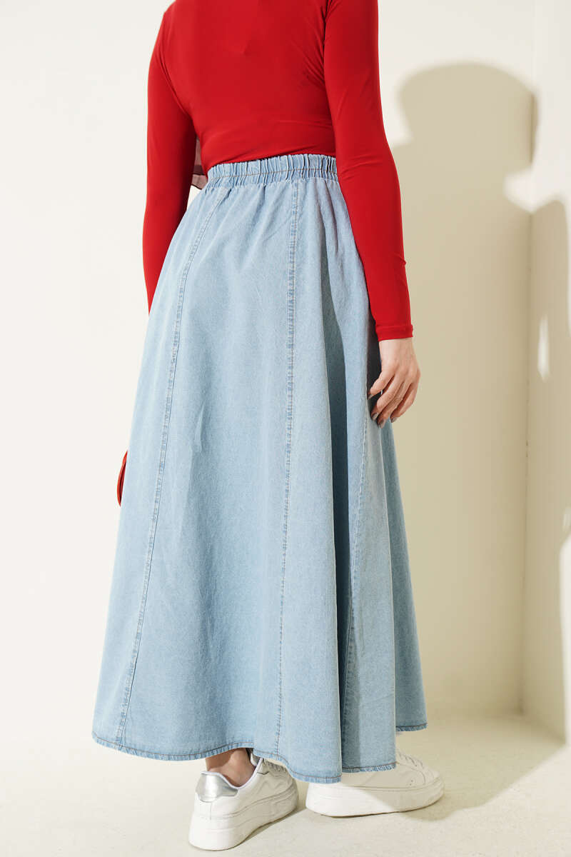 Flared Denim Skirt | Dark Blue & Light Blue | Modest Maxi Skirt | Designed in Turkey