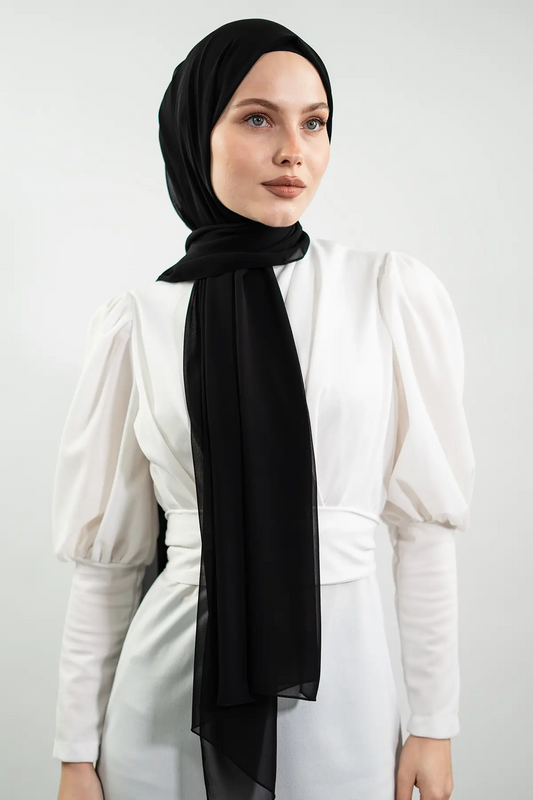 Classic Chiffon Black Hijab| NEOMODEST