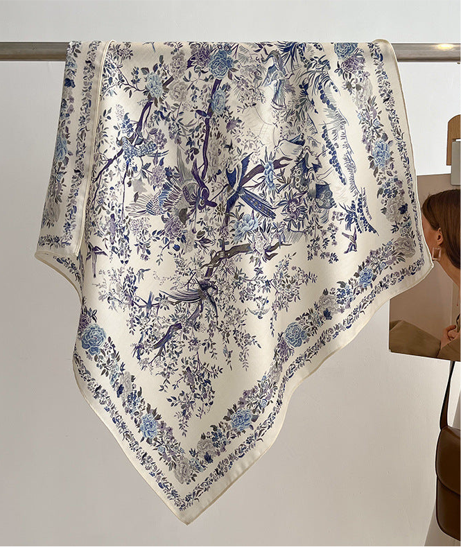 Women's Luxury Mulberry Silk Scarf , Printed Square Scarf, Bandana