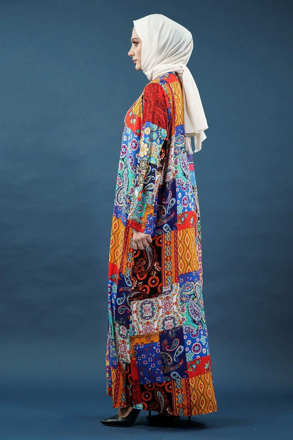 Patchwork Print Viscose Dress