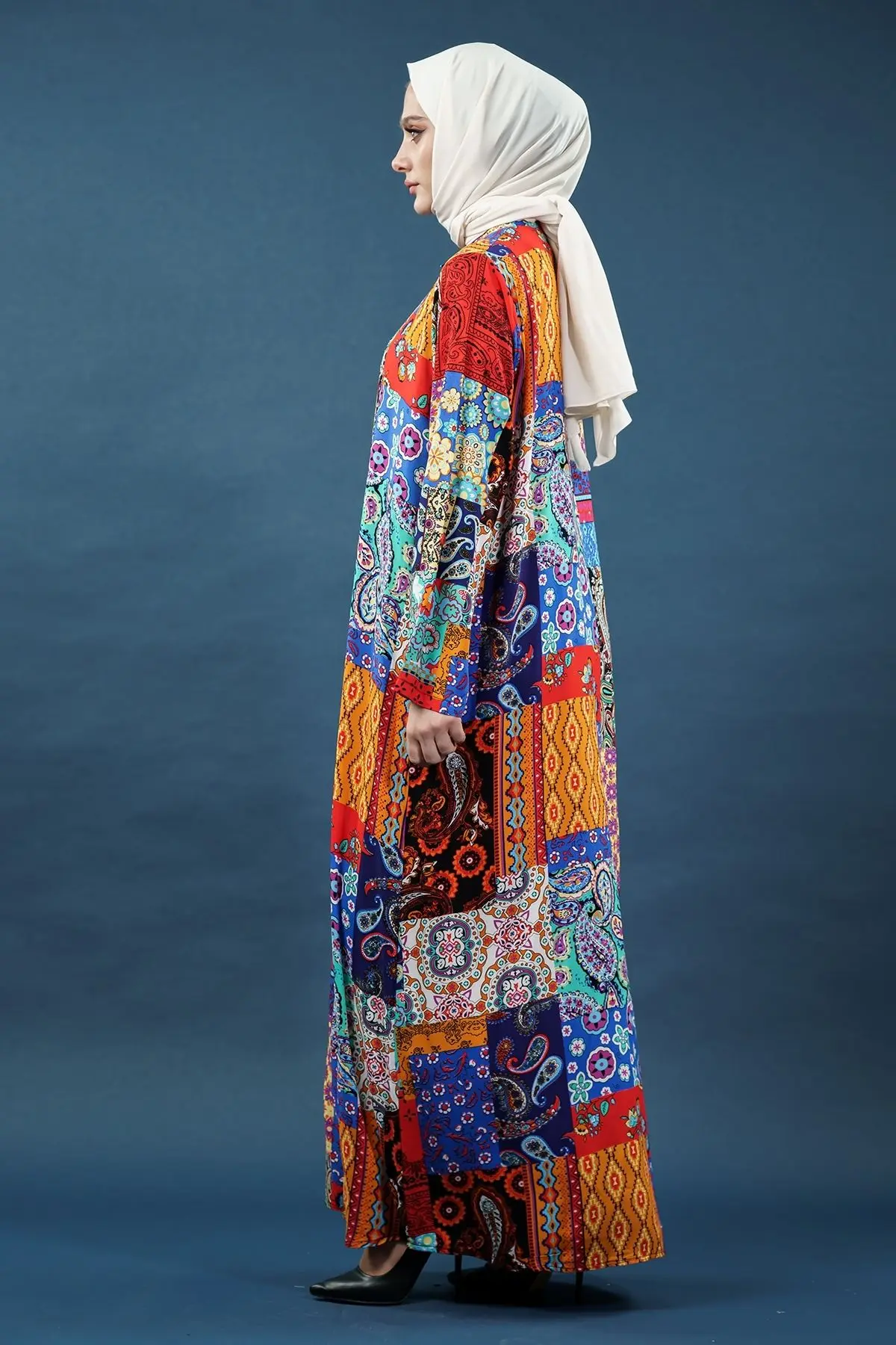 Patchwork Print Viscose Dress