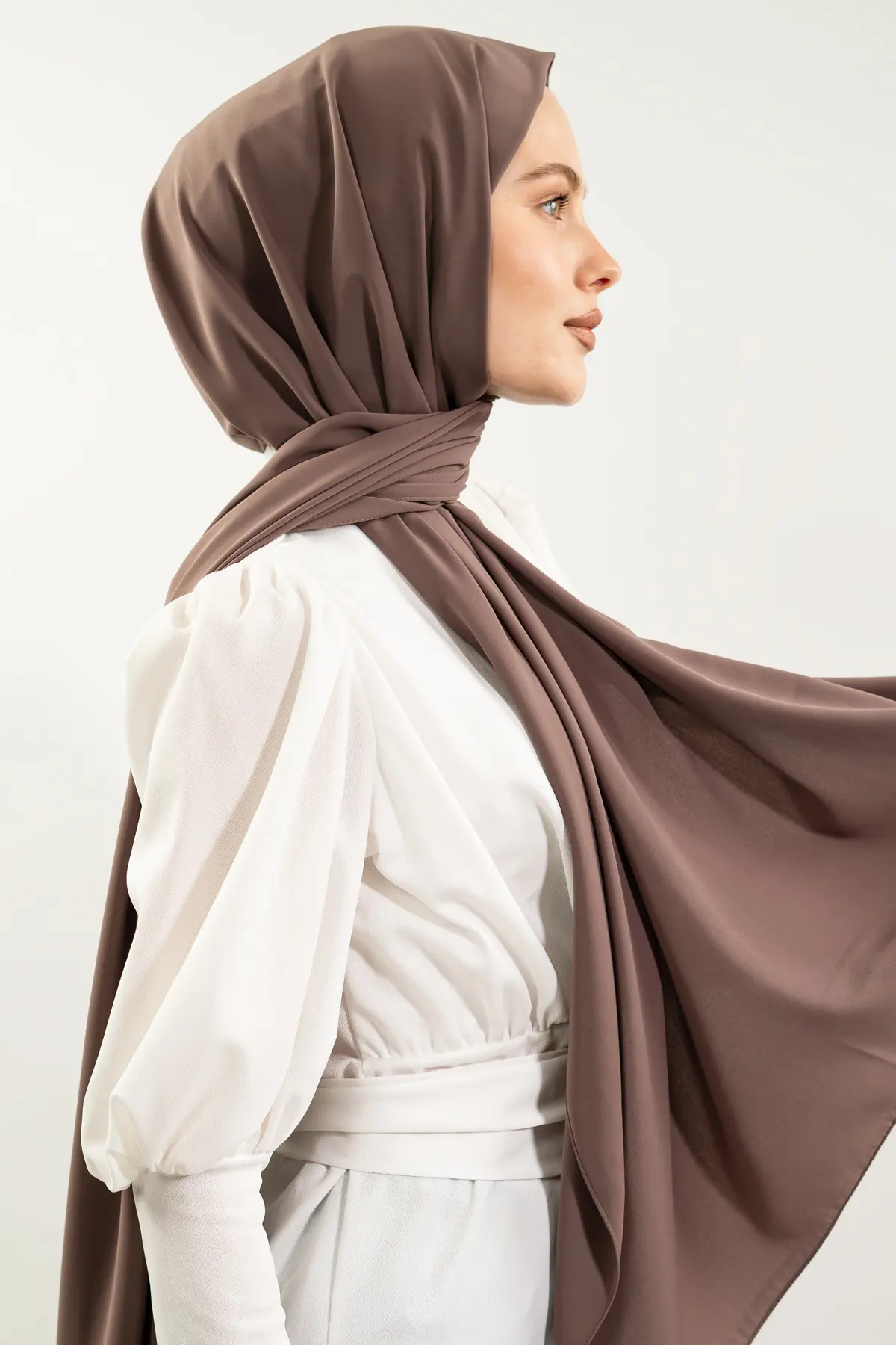 Premium Madina Silk Hijab | Luxuriously Soft Modest Scarf – Brown, Blue & Baby Blue