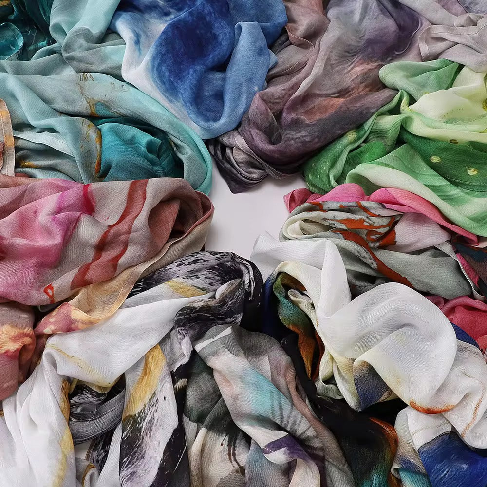 Ethnic Modal Foulard Scarf, 180/70cm Premium Long Hijab