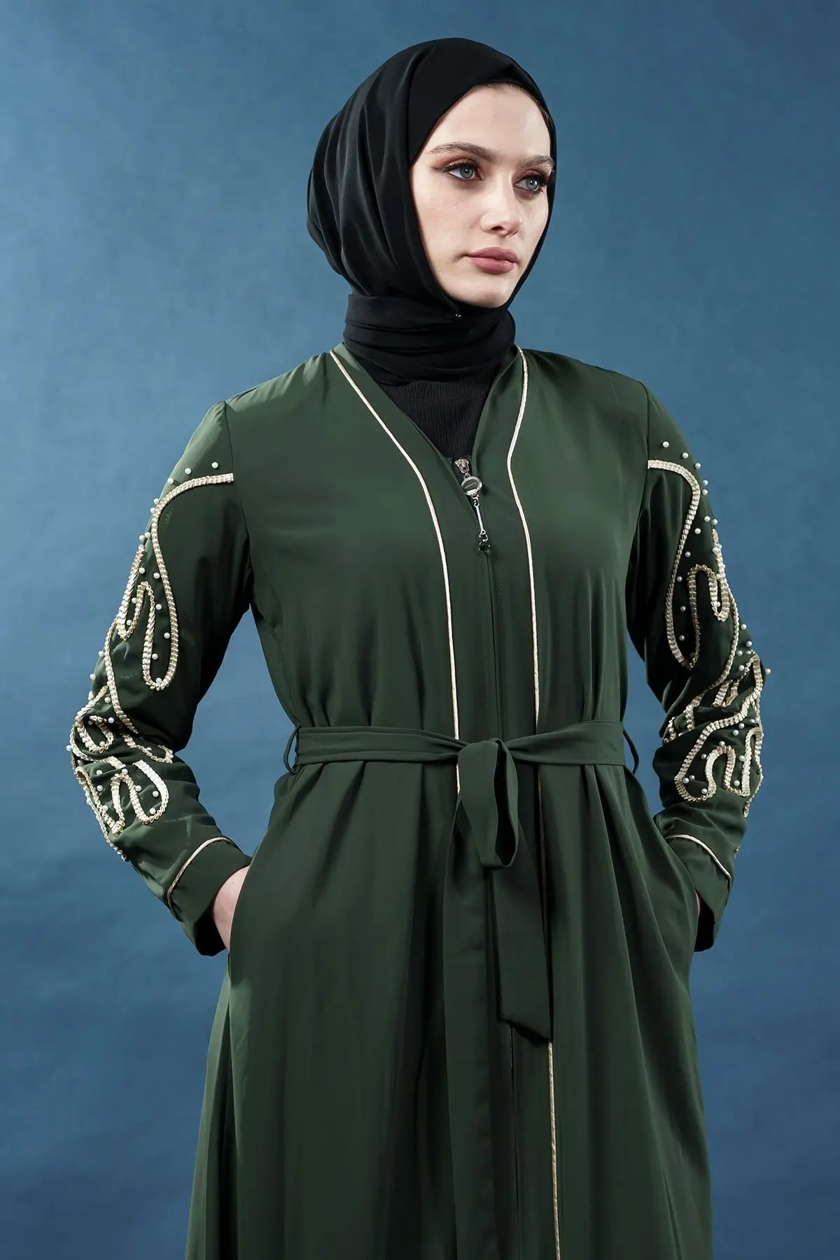 Pearl-embellished Embroidered Luxury Abaya