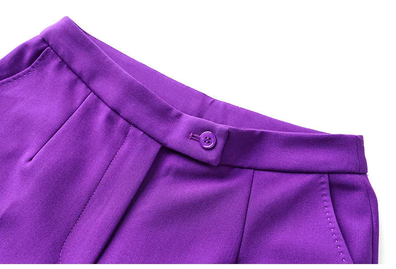 Purple Tailored Jacket & Flared Trousers, Women's Business Suit
